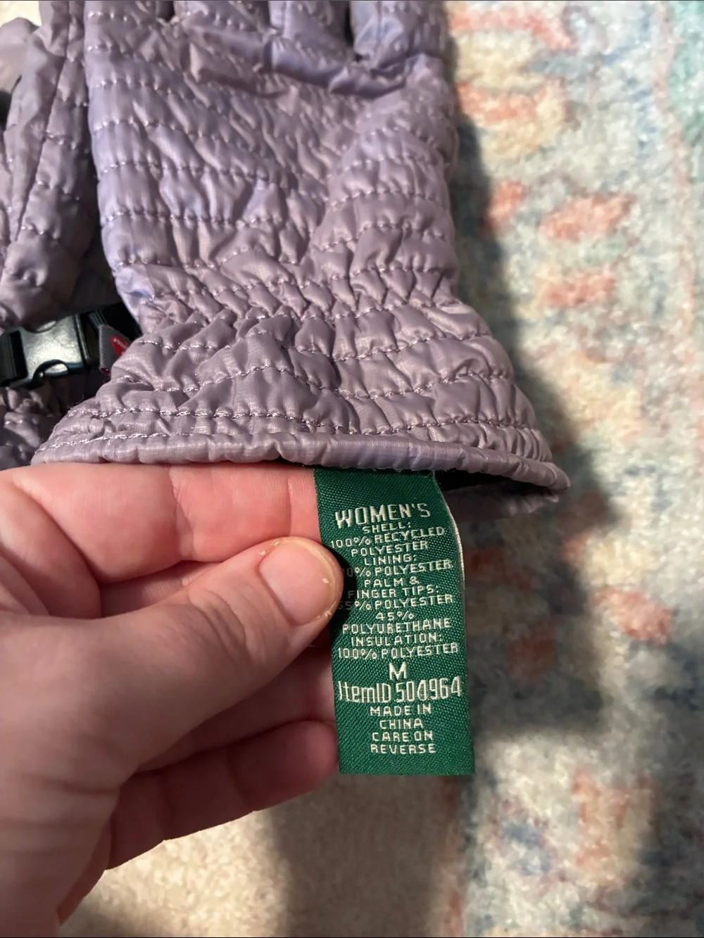 L.L. Bean Woman’s Lilac Mittens with Black Grip Panels